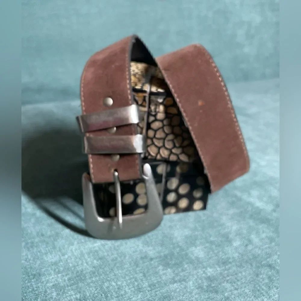 🔥❤️🔥 33” Brown Faux Suede Single Prong Buckle Double Metal  Belt Loop EPC
